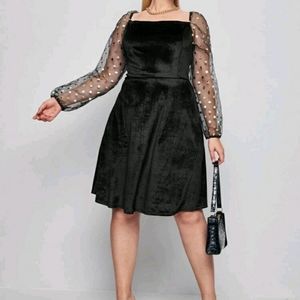NEW Plus Mesh Velvet Dress